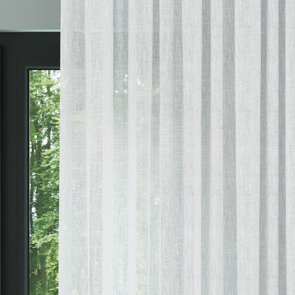 White Crushed Linen Look Sheer Curtain