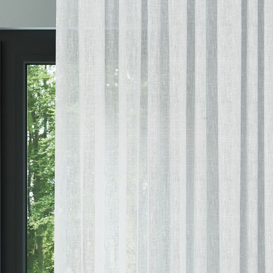 White Crushed Linen Look Sheer Curtain