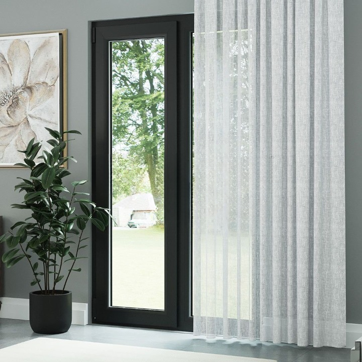 White Crushed Linen Look Sheer Curtain