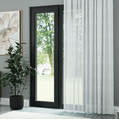 White Crushed Linen Look Sheer Curtain