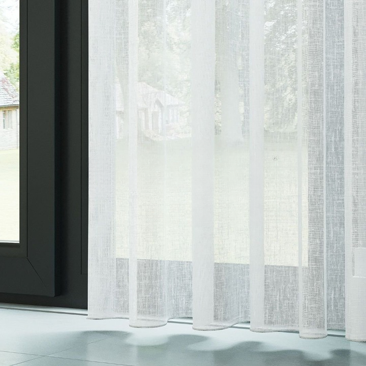 White Crushed Linen Look Sheer Curtain