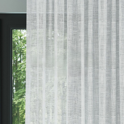 White Basketweave Linen Look Semi-Sheer Curtain