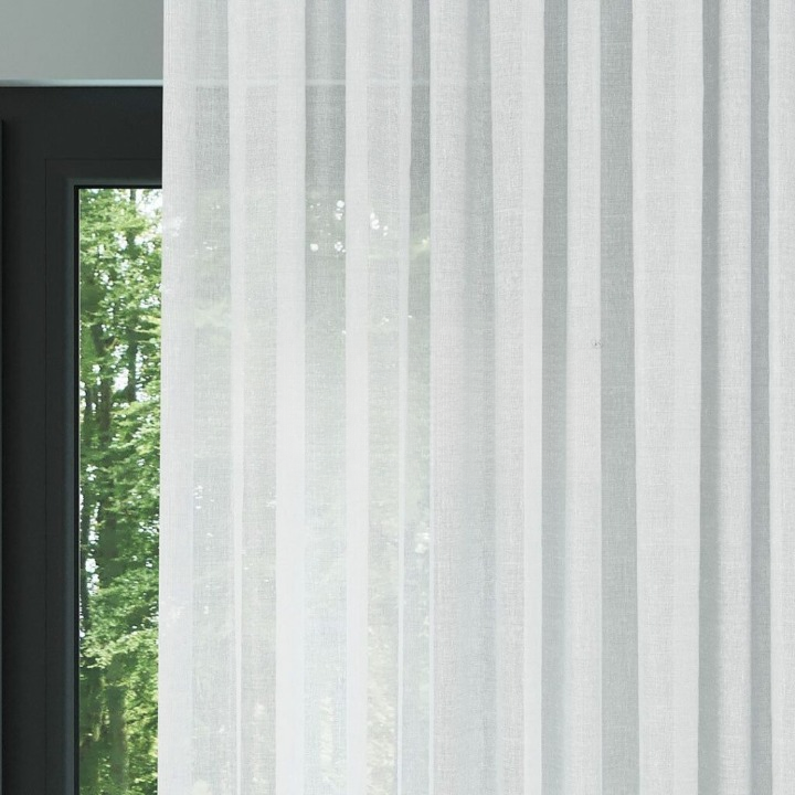 White Faux Silk Shimmering Sheer Curtain