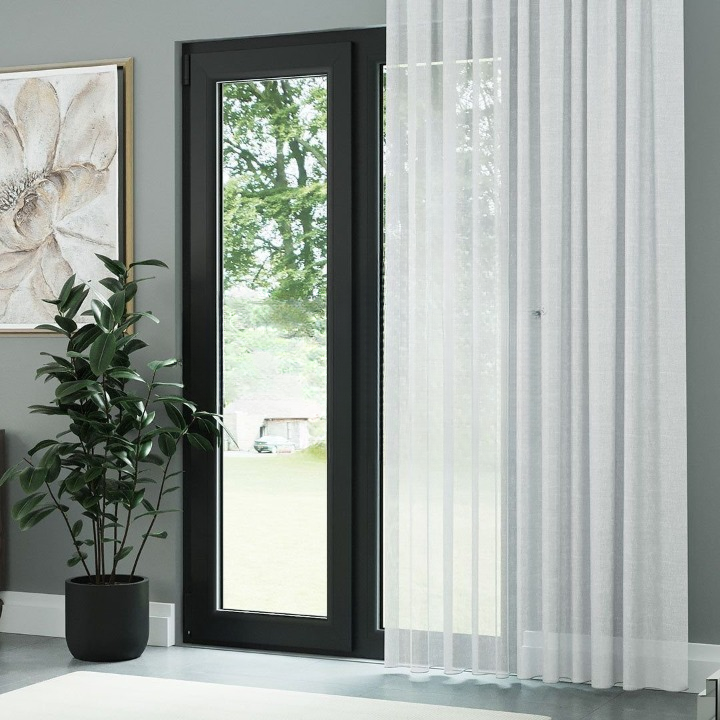 White Faux Silk Shimmering Sheer Curtain