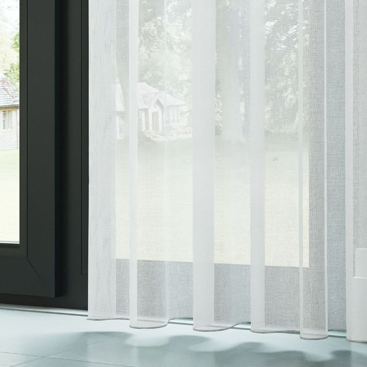 White Faux Silk Shimmering Sheer Curtain