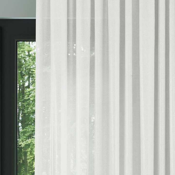 White Faux Silk Voile Sheer Curtain