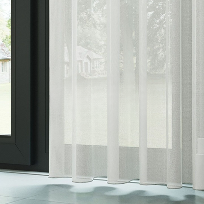White Faux Silk Voile Sheer Curtain