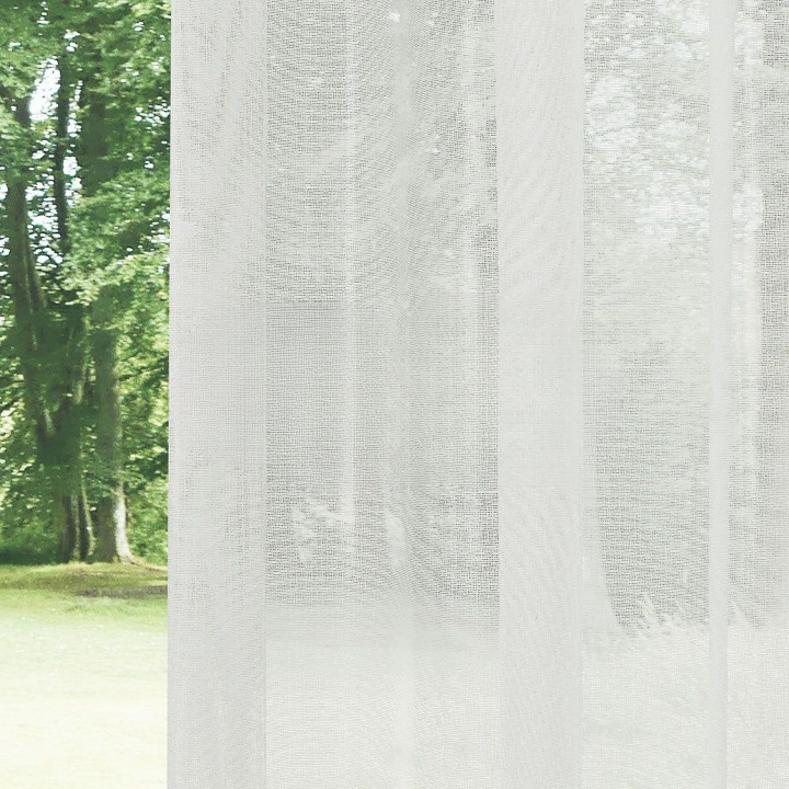 White Faux Silk Voile Sheer Curtain