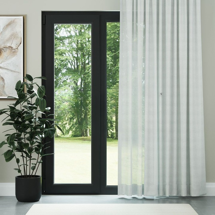 White High Density Silk Crepe Plain Sheer Curtain