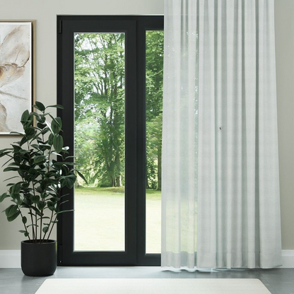 White High Density Silk Crepe Plain Sheer Curtain