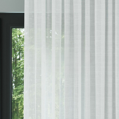 White Slub Linen Look Sheer Curtain