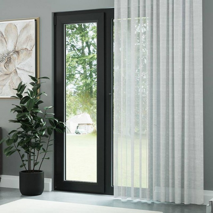White Slub Linen Look Sheer Curtain