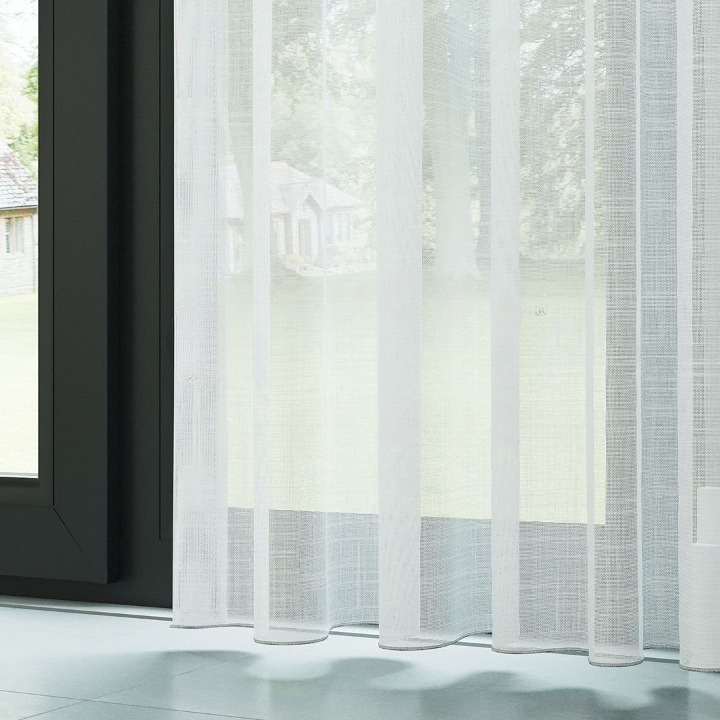 White Slub Linen Look Sheer Curtain