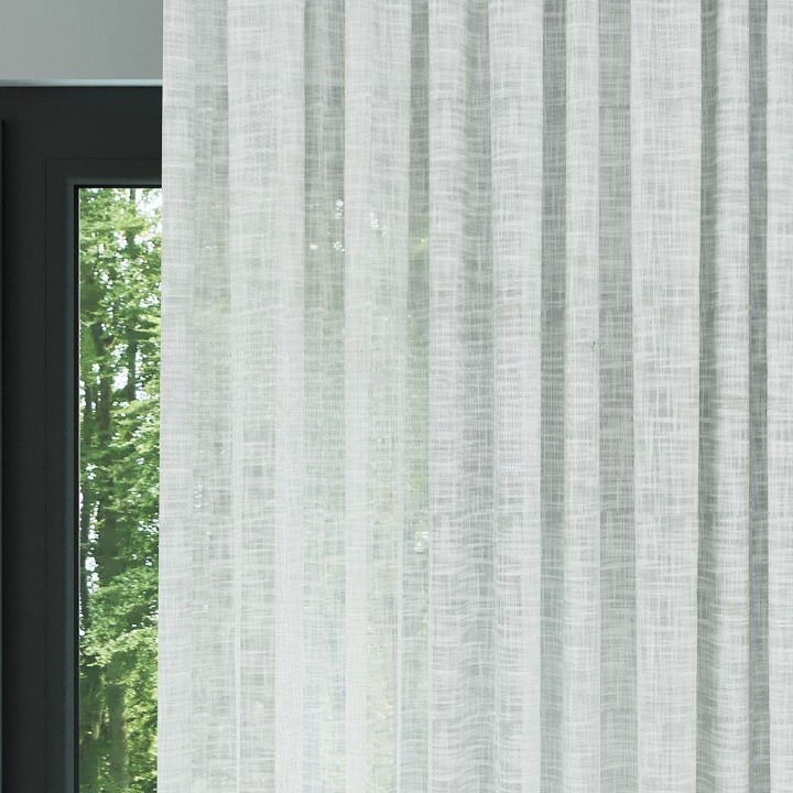 White Slub Linen Look Semi-Sheer Curtain