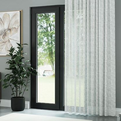 White Slub Linen Look Semi-Sheer Curtain