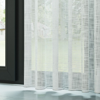 White Slub Linen Look Semi-Sheer Curtain