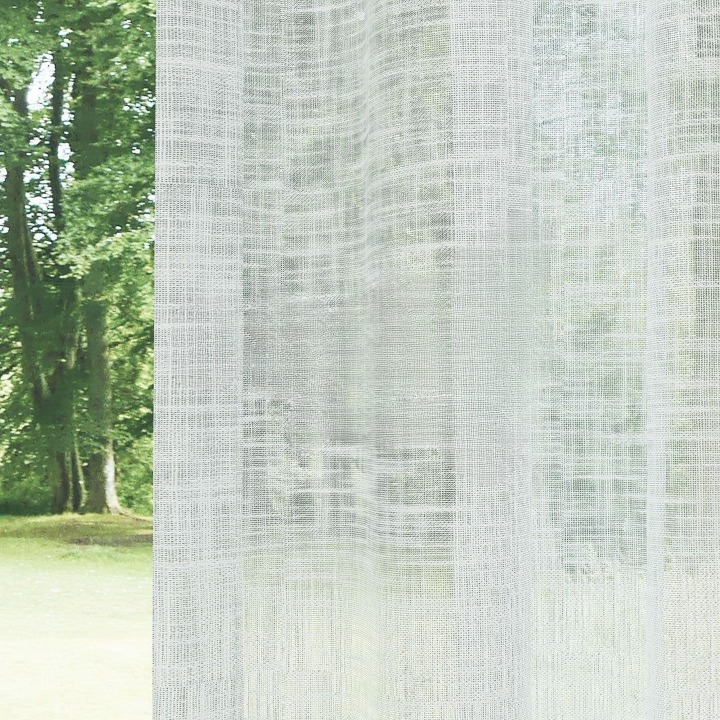 White Slub Linen Look Semi-Sheer Curtain