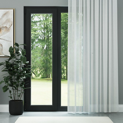 Modern White Soft Crepe Textured Sheer Curtain