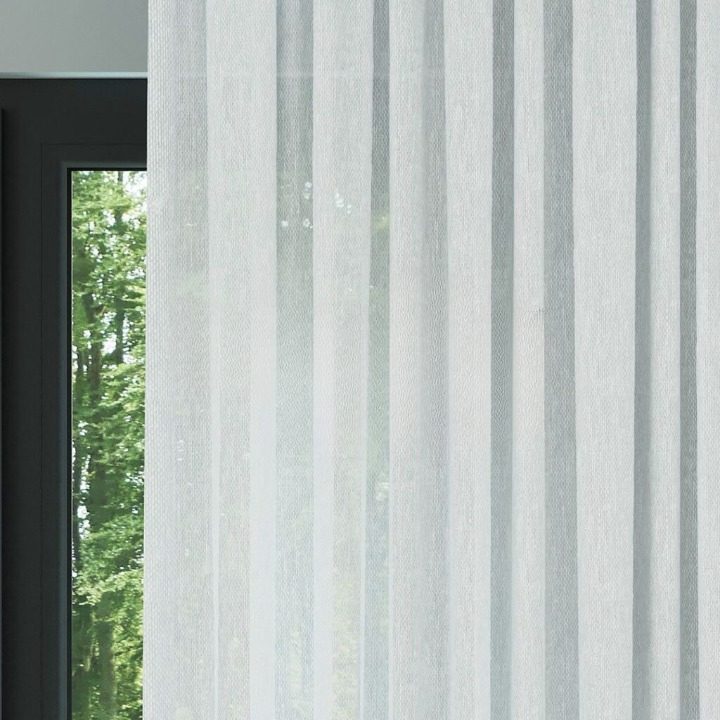 White Honeycomb Textured Linen Look Sheer Curtain