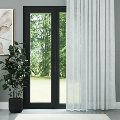 White Honeycomb Textured Linen Look Sheer Curtain