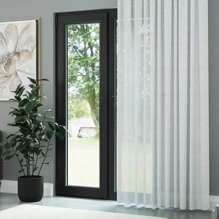 White Honeycomb Textured Linen Look Sheer Curtain