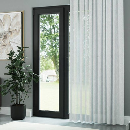 White Honeycomb Textured Linen Look Sheer Curtain