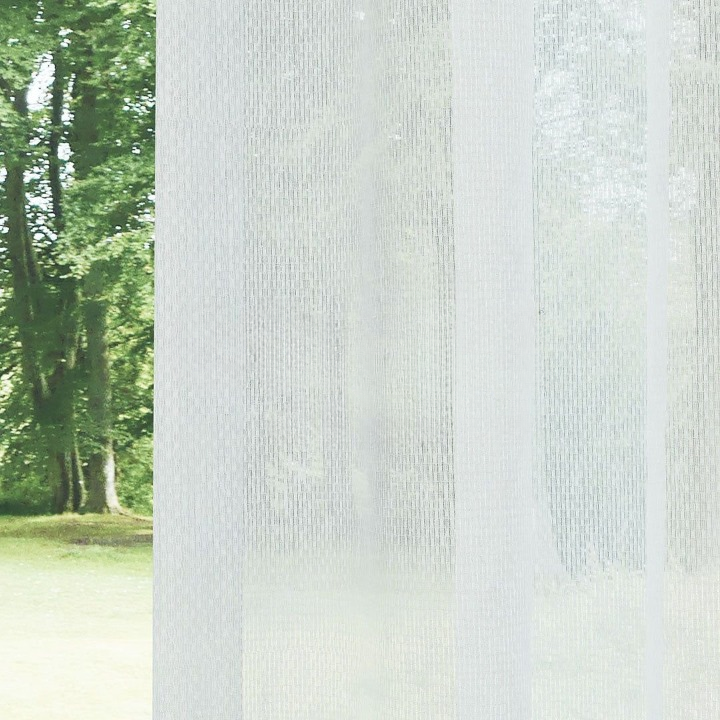 White Honeycomb Textured Linen Look Sheer Curtain