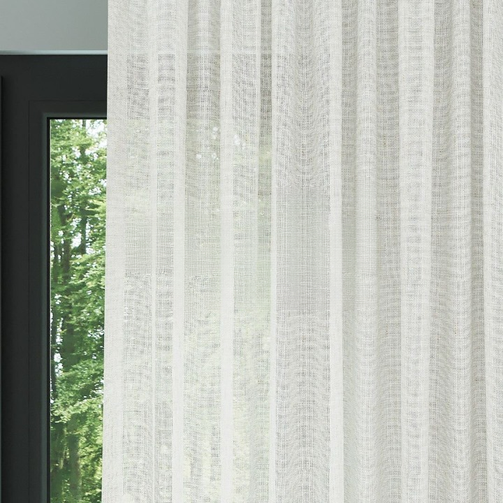 White Slub Linen Look Sheer Curtain