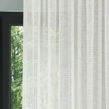 White Slub Linen Look Sheer Curtain