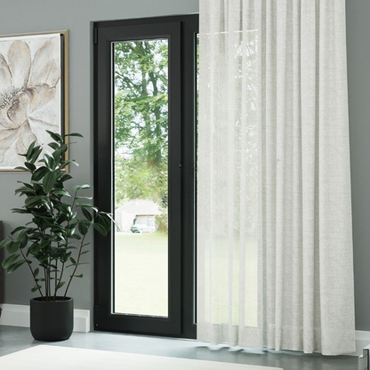 White Slub Linen Look Sheer Curtain