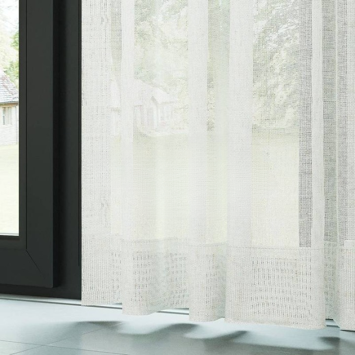 White Slub Linen Look Sheer Curtain