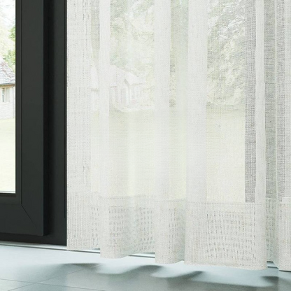 White Slub Linen Look Sheer Curtain