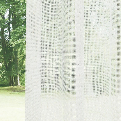 White Slub Linen Look Sheer Curtain
