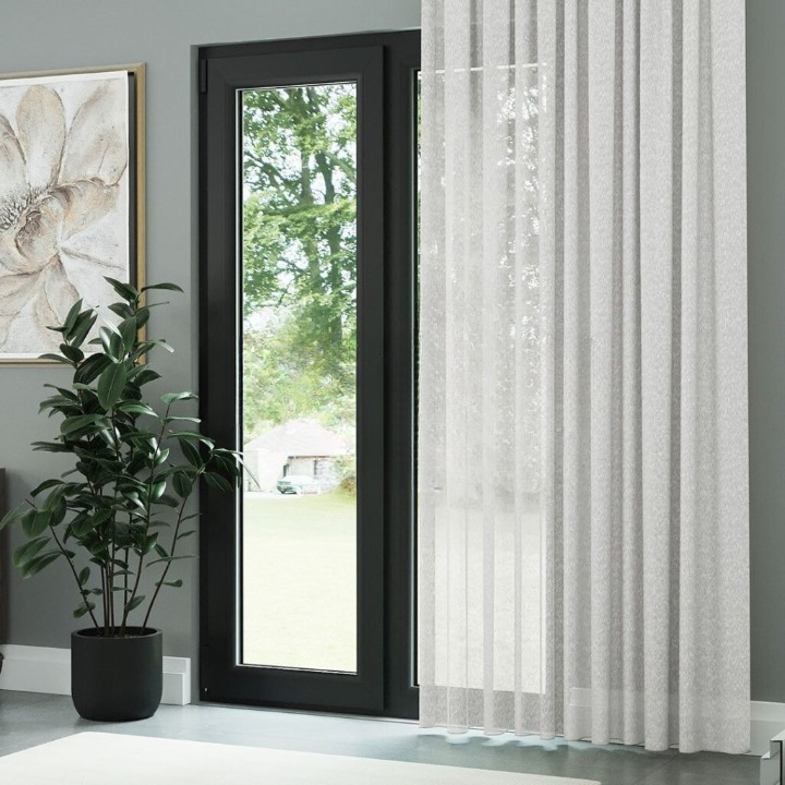 White Soft Touch Linen Look Sheer Curtain