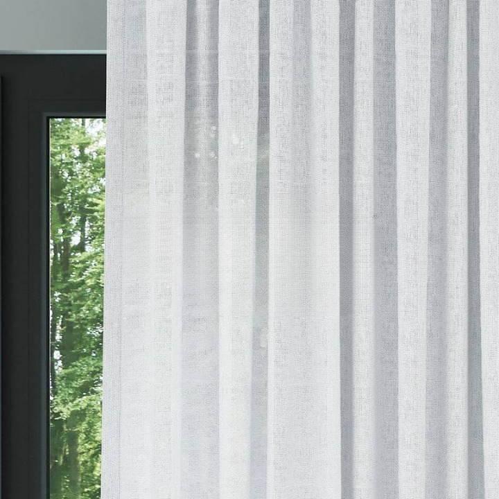 White Shimmering Plain Sheer Curtain