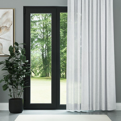 White Shimmering Plain Sheer Curtain