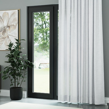 White Shimmering Plain Sheer Curtain
