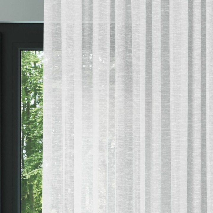 White Shimmering Linen Look Sheer Curtain