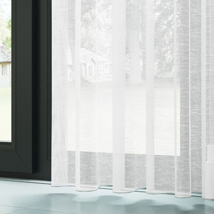 White Shimmering Linen Look Sheer Curtain
