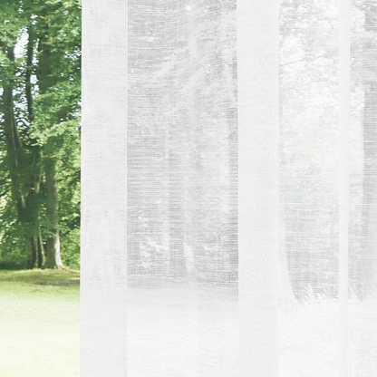 White Shimmering Linen Look Sheer Curtain