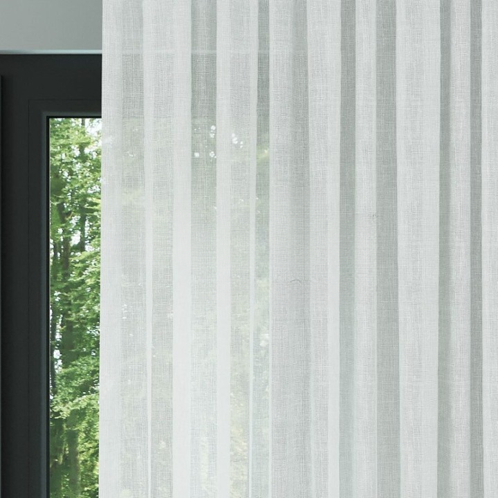 White Honeycomb Textured Linen Look Sheer Curtain