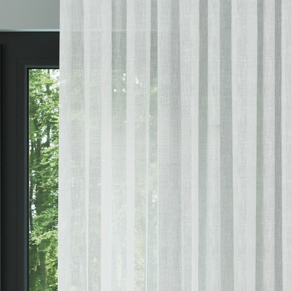 White Honeycomb Textured Linen Look Sheer Curtain
