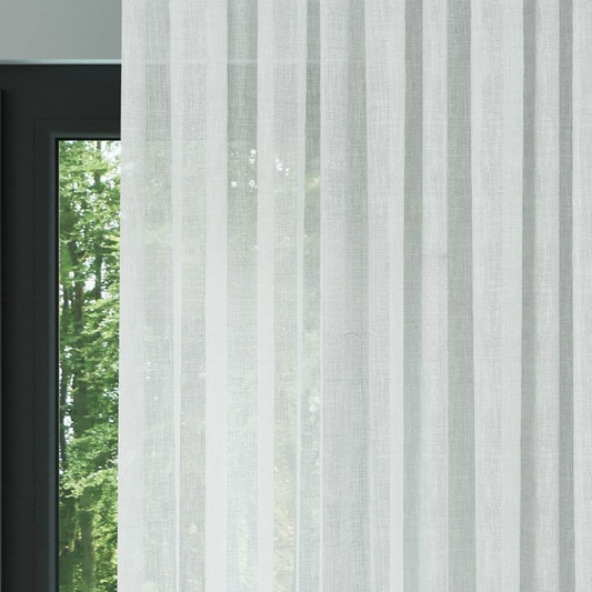 White Honeycomb Textured Linen Look Sheer Curtain