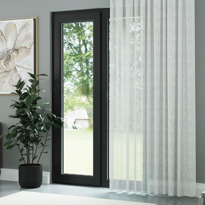 White Honeycomb Textured Linen Look Sheer Curtain
