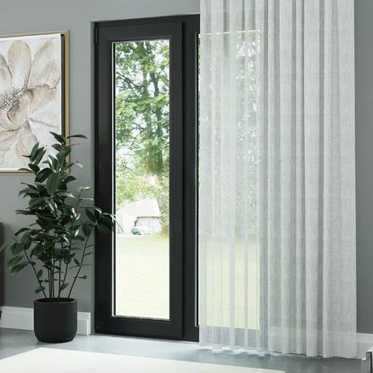 White Honeycomb Textured Linen Look Sheer Curtain