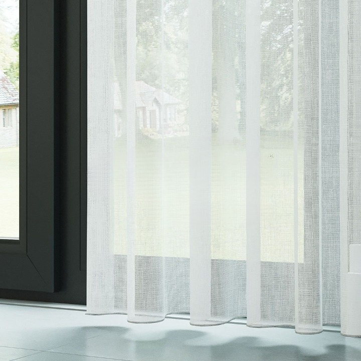 White Honeycomb Textured Linen Look Sheer Curtain