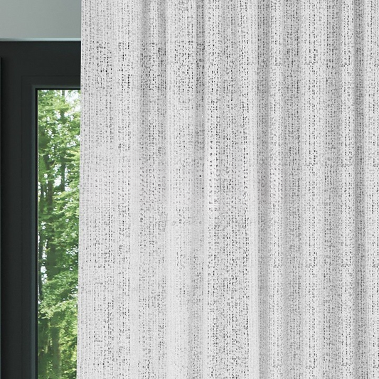 White Chenille Textured Open Weave Semi-Sheer Curtain