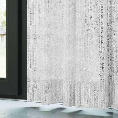 White Chenille Textured Open Weave Semi-Sheer Curtain
