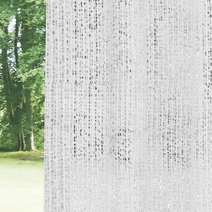 White Chenille Textured Open Weave Semi-Sheer Curtain