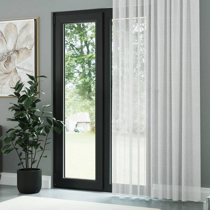 White Textured Plain Sheer Curtain
